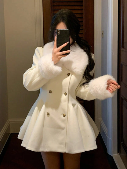 DAZY Manteau ample en laine à col élégant de couleur unie, automne/hiver pour femmes