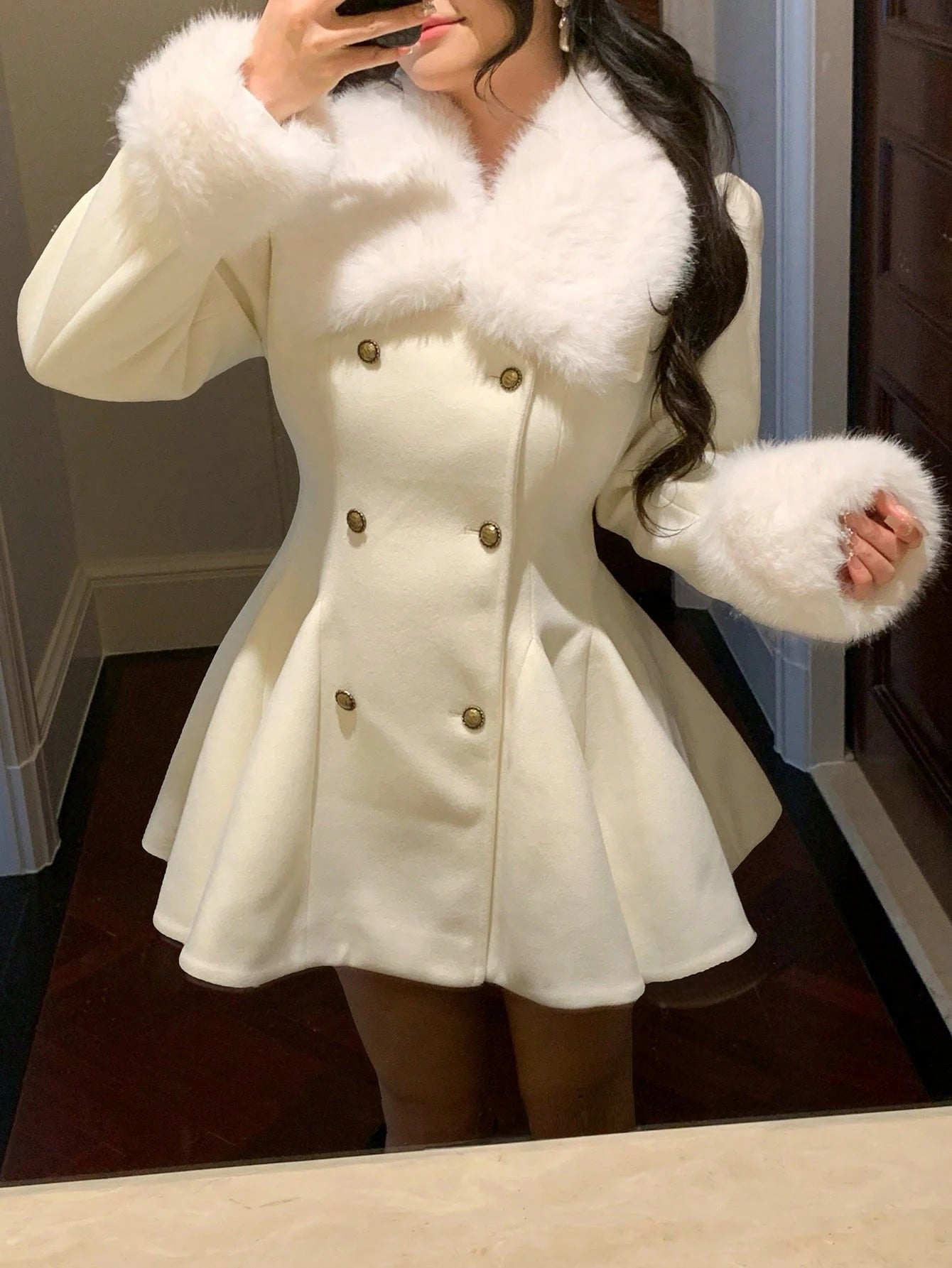 DAZY Manteau ample en laine à col élégant de couleur unie, automne/hiver pour femmes