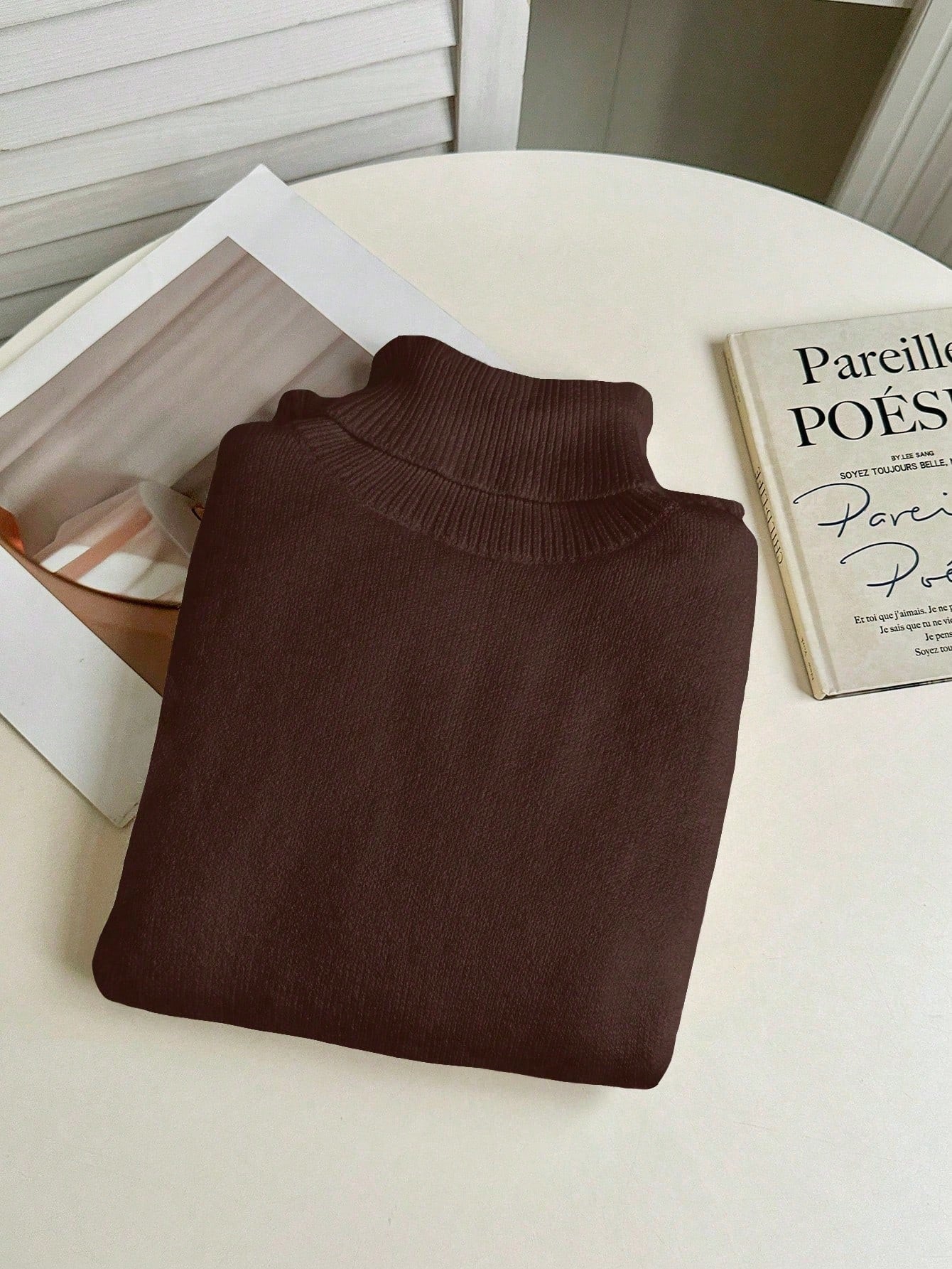Franclia Pull tricoté à col montant épais sans couture