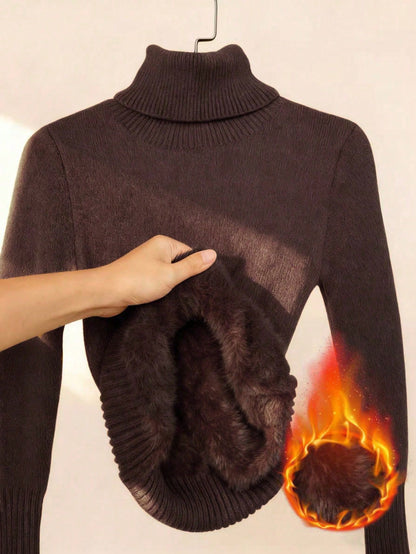 Franclia Pull tricoté à col montant épais sans couture