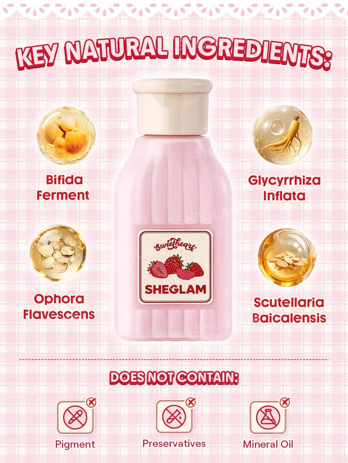 SHEGLAM Sweetheart Collection Pink Whip Bifida Ferment 30% Tónico Lechoso Marca de Belleza Cosmética Maquillaje para Mujeres y Niñas