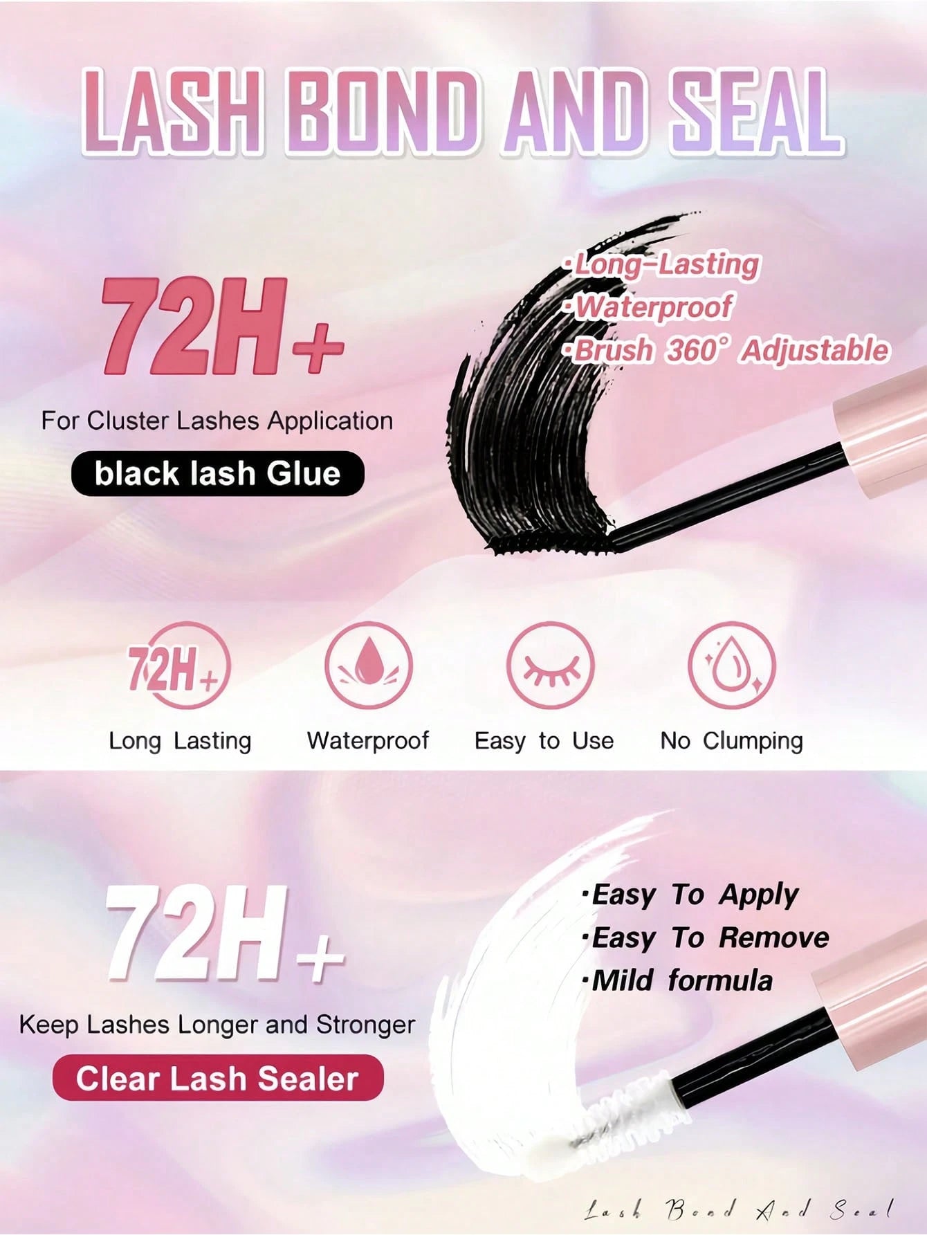 620 pièces Faux cils en grappe simple D Curl, kit d'extension de cils DIY, longueur mixte 8-16mm, comprend colle