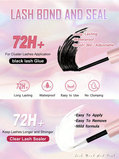 620 pièces Faux cils en grappe simple D Curl, kit d'extension de cils DIY, longueur mixte 8-16mm, comprend colle