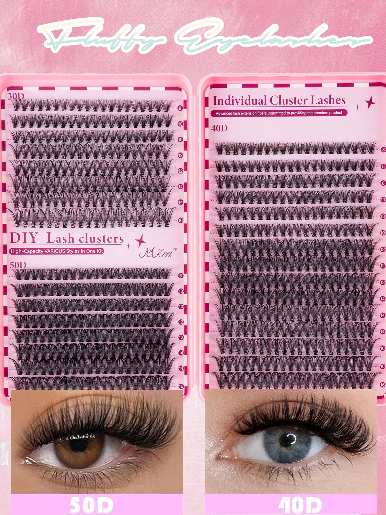 620 pièces Faux cils en grappe simple D Curl, kit d'extension de cils DIY, longueur mixte 8-16mm, comprend colle