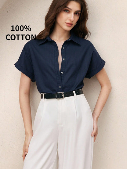 BizChic Chemise boutonnée à manches courtes et col pour femmes