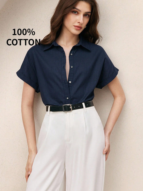 BizChic Chemise boutonnée à manches courtes et col pour femmes