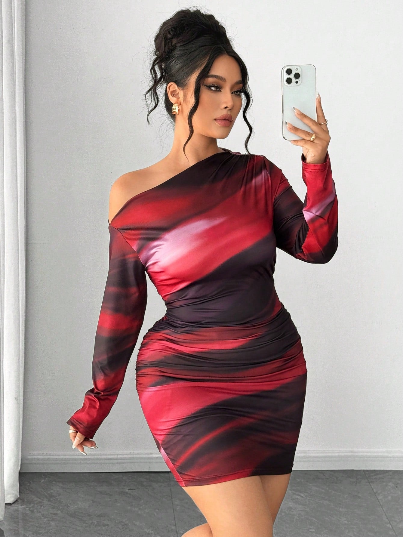 Elenzga Robe moulante mini à une épaule