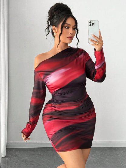 Elenzga Robe moulante mini à une épaule