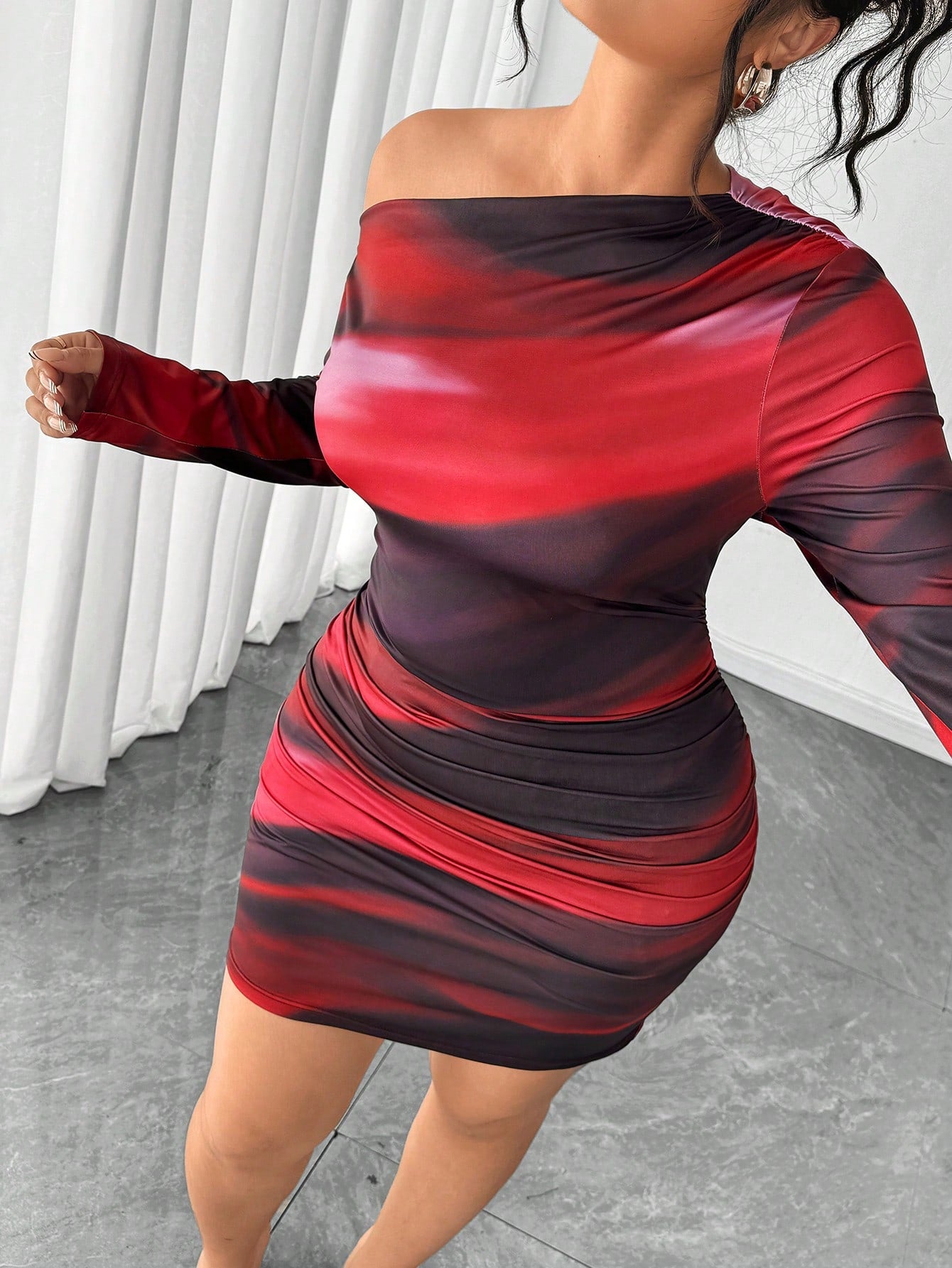 Elenzga Robe moulante mini à une épaule