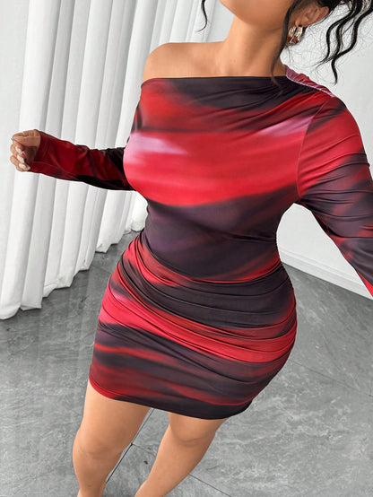 Elenzga Robe moulante mini à une épaule