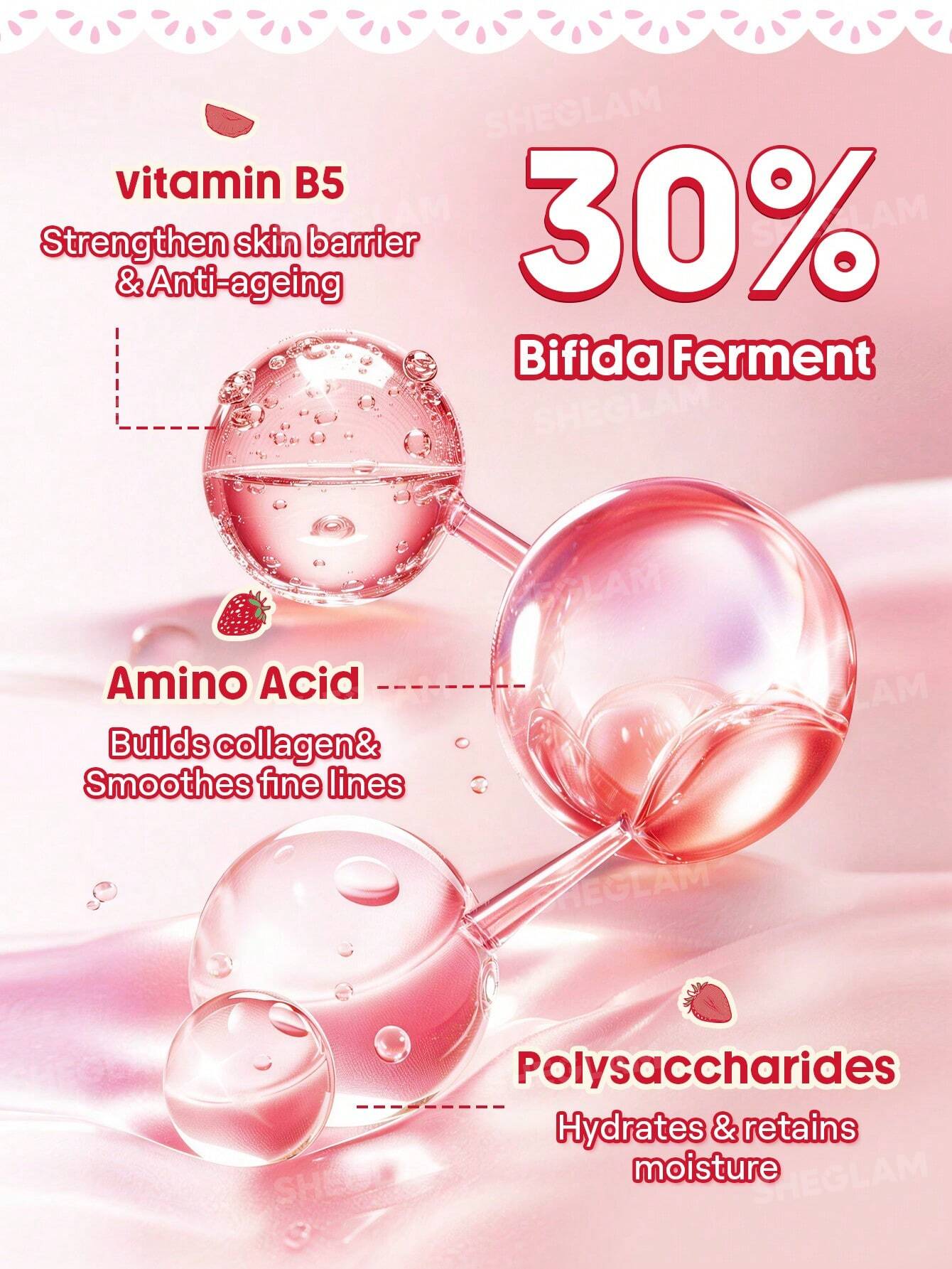 SHEGLAM Sweetheart Collection Pink Whip Bifida Ferment 30% Tónico Lechoso Marca de Belleza Cosmética Maquillaje para Mujeres y Niñas