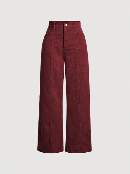 SHEIN MOD Pantalon droit de couleur unie décontracté pour femmes, automne