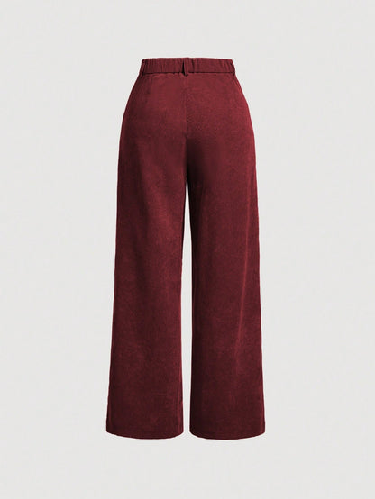SHEIN MOD Pantalon droit de couleur unie décontracté pour femmes, automne
