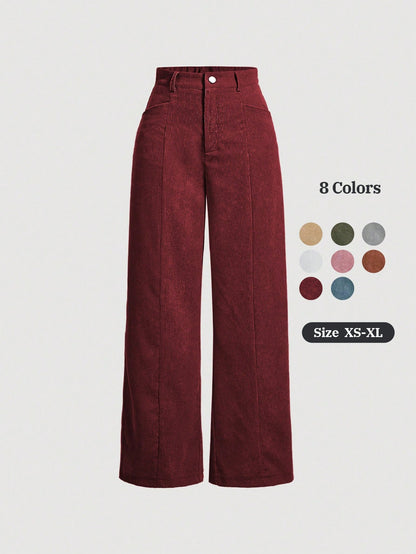 SHEIN MOD Pantalon droit de couleur unie décontracté pour femmes, automne