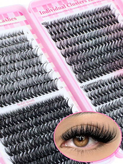 640 pièces Faux cils en grappe style D-Curl DIY, Grappes de cils 30D+40D+50D