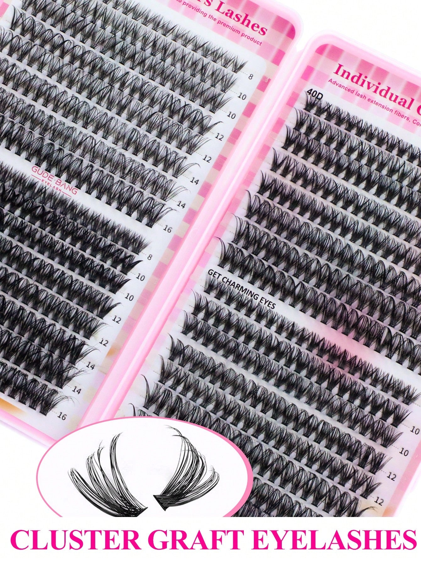 640 pièces Faux cils en grappe style D-Curl DIY, Grappes de cils 30D+40D+50D