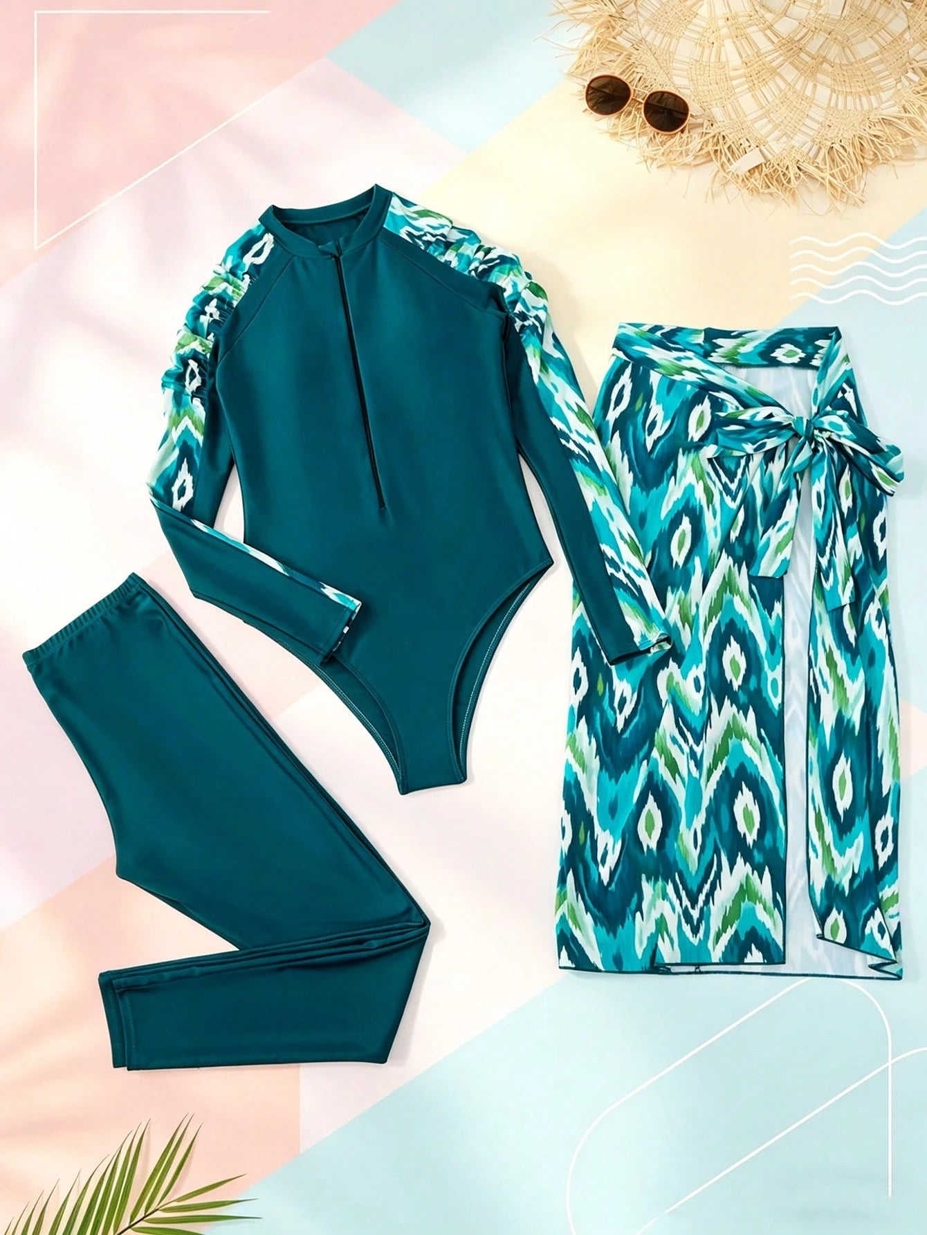 Swim Shayni Conjunto de traje de baño con malla