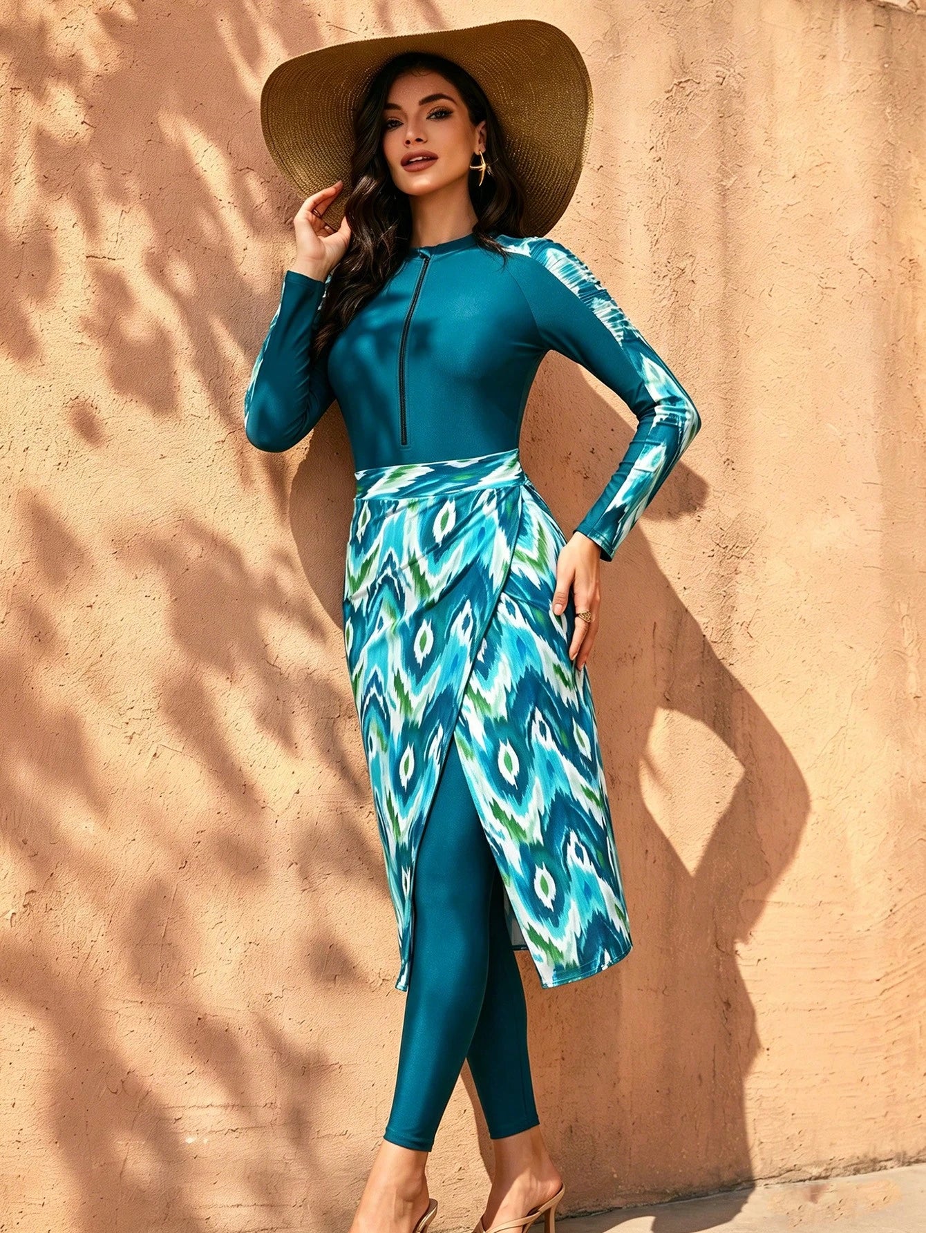 Swim Shayni Conjunto de traje de baño con malla