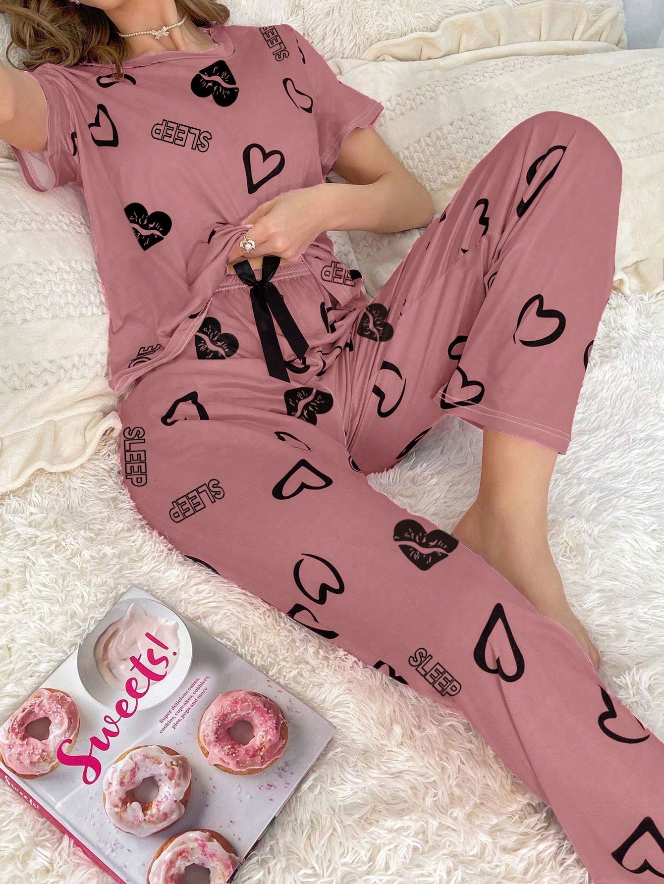 Women's Short-Sleeve Pajama Set with Matching Bottoms