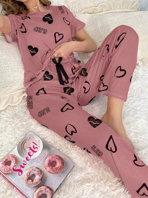Women's Short-Sleeve Pajama Set with Matching Bottoms