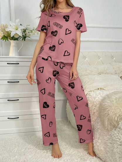 Women's Short-Sleeve Pajama Set with Matching Bottoms