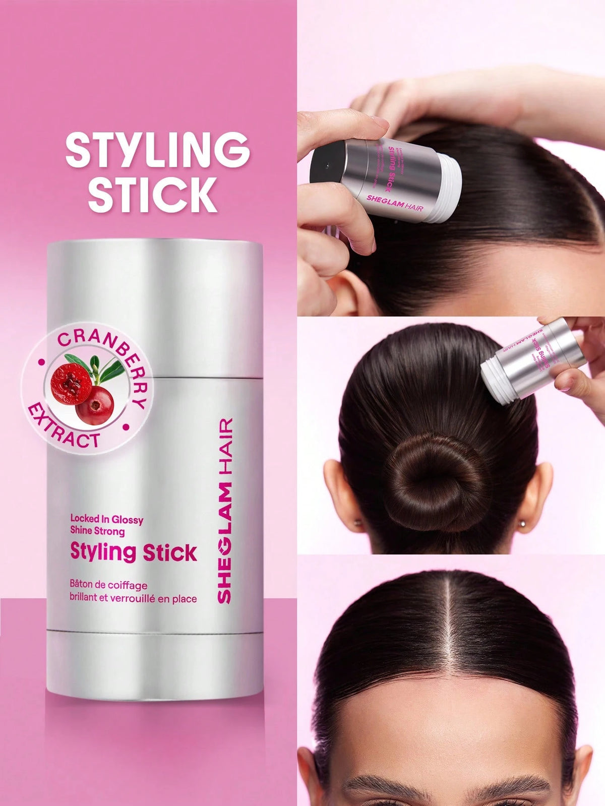 SHEGLAM HAIR Locked in Bâtonnet coiffant brillant et fort - 30 g, cire lissante pour cheveux