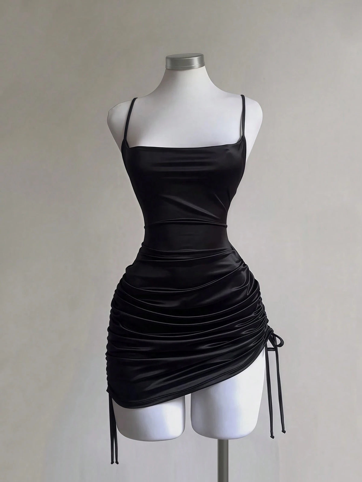 SHEIN Franclia Robe pour femme avec col fendu simple, décorations plissées et décolleté fendu