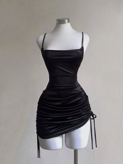 SHEIN Franclia Robe pour femme avec col fendu simple, décorations plissées et décolleté fendu