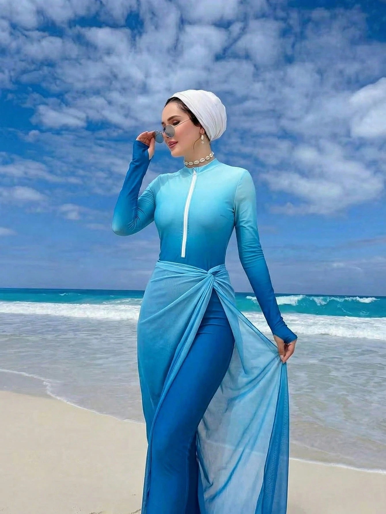 Swim Shayni 3 piezas Conjunto de traje de baño de mujer con estampado degradado