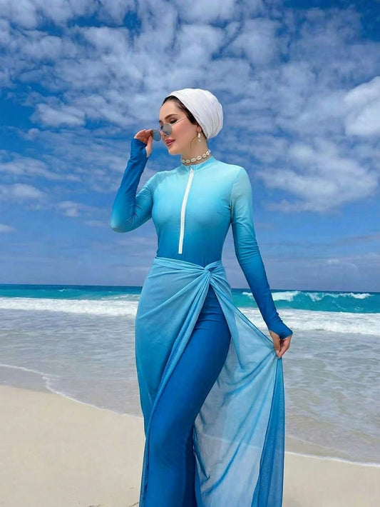 Swim Shayni 3 piezas Conjunto de traje de baño de mujer con estampado degradado