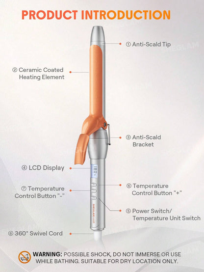 SHEGLAM HAIR Fer à boucler It-Curl, 32 mm, fer à boucler en céramique, écran LED