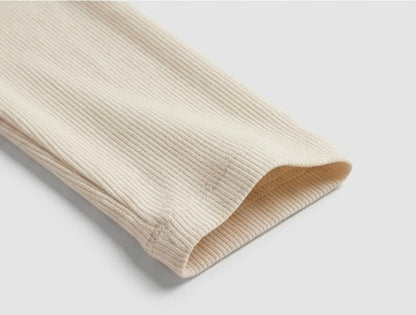 Ensemble de body en tricot uni, manches longues épousant la forme, col en forme de cœur pour femmes