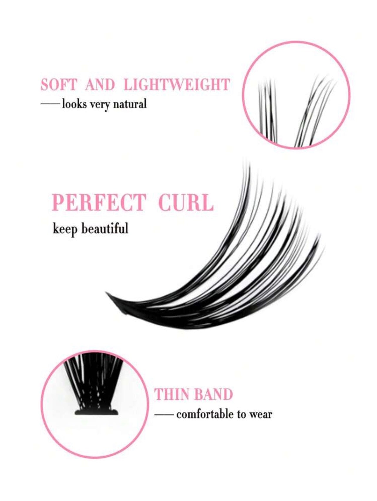 Eyelashes, 8-16mm Mixed Length, 7 Rows