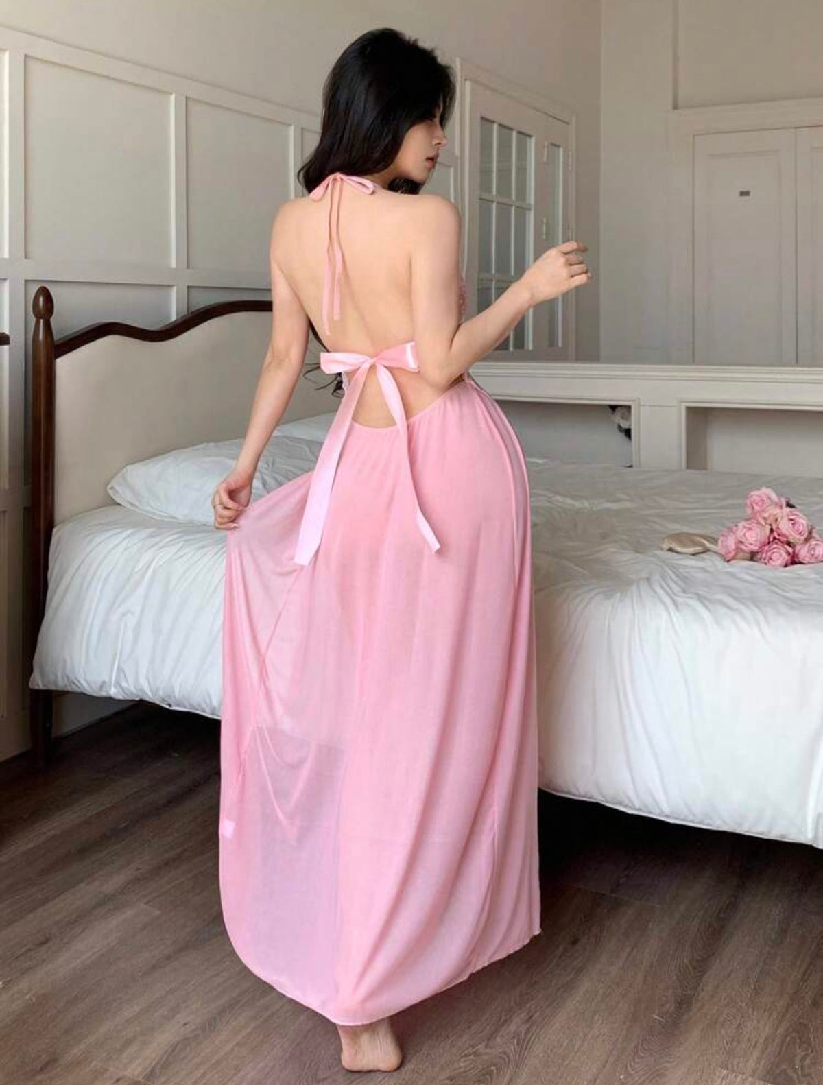 Seduluxe Sexy Mesh Split Maxi Dress For Women