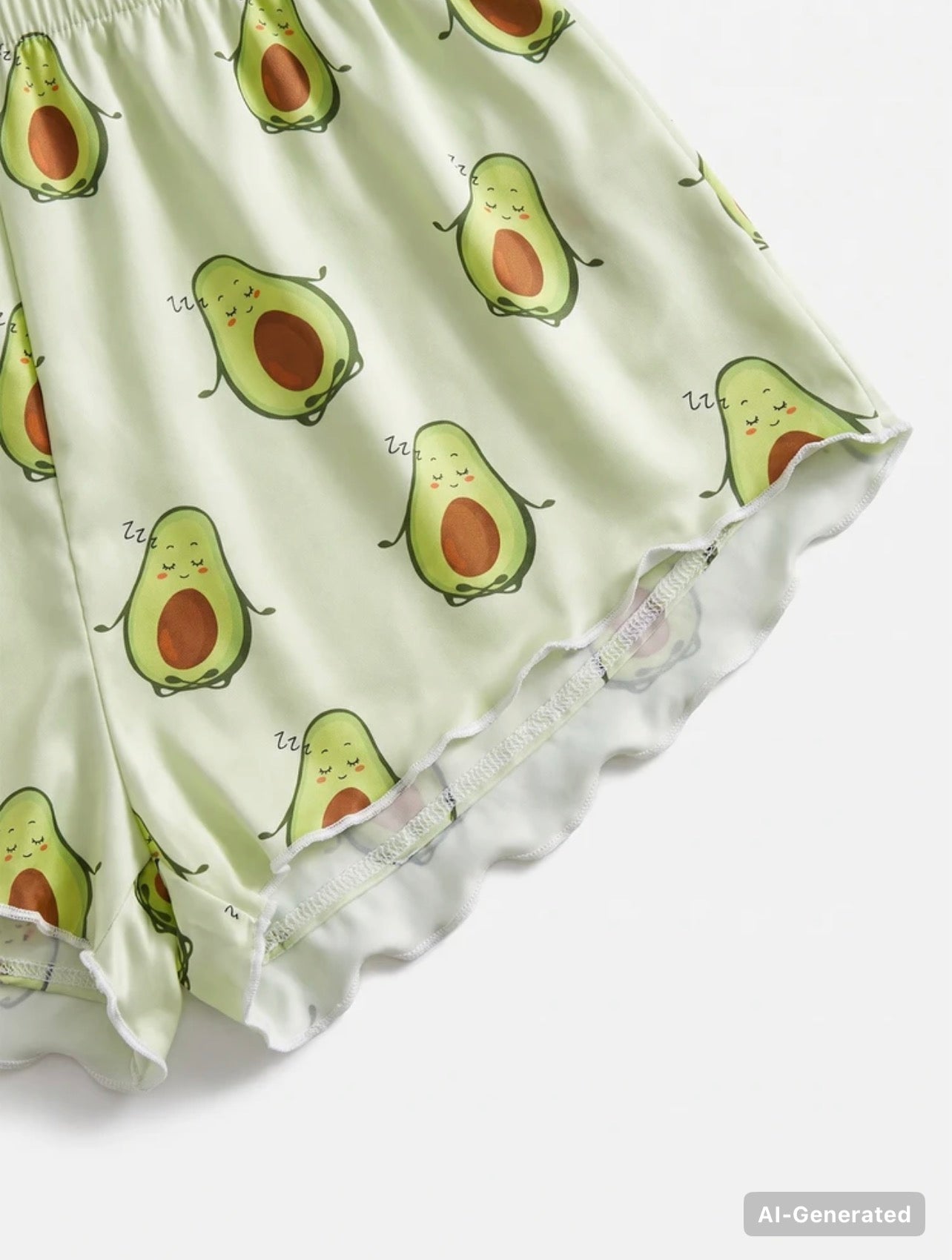 SHEIN MOD Cartoon Graphic
Lettuce Trim White Cami Top & Shorts PJ Set /
~ Pajama Set