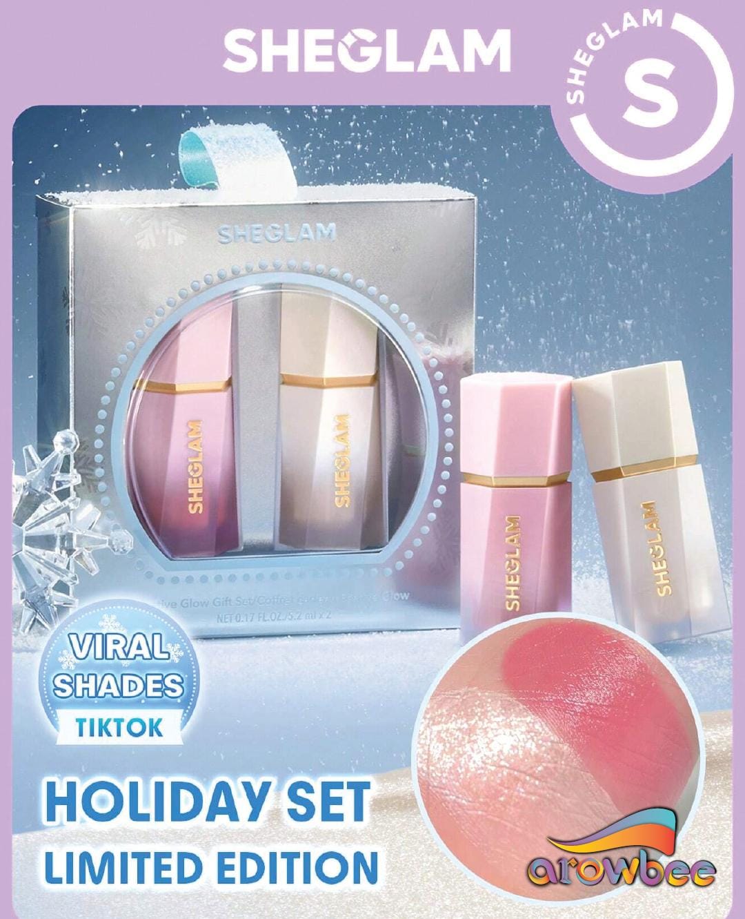 SHEGLAM festive glow gift set rose ritual & glass heart